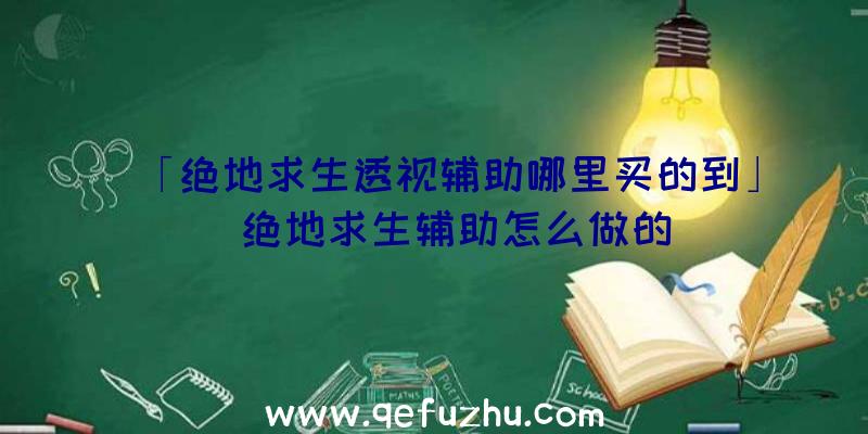 「绝地求生透视辅助哪里买的到」|绝地求生辅助怎么做的